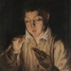 Boy Blowing an Ember (1570–1572) by El Greco – Hand-Painted Oil Painting Reproduction | Dafen Village Canvas Art 1 Handmade oil painting reproduction of Boy Blowing an Ember (El Soplón) by El Greco (1570–1572), hand-painted in Dafen Oil Painting Village.