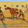 Frederic Remington His First Lesson Hand-Painted Oil Painting Reproduction by Dafen Village Studio 1 Hand-painted oil reproduction of Frederic Remington's Western horse training painting His First Lesson on landscape canvas