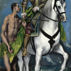 Handmade oil painting reproduction of Saint Martin and the Beggar by El Greco (1597–1599), hand-painted in Dafen Oil Painting Village.