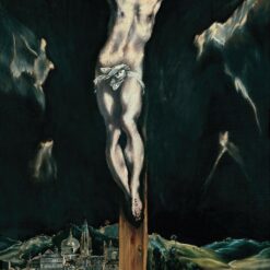 Handmade oil painting reproduction of Christ Crucified With Toledo In The Background by El Greco, hand-painted in Dafen Oil Painting Village