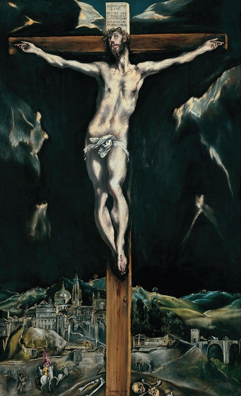 Christ Crucified With Toledo In The Background by El Greco – Hand-Painted Oil Painting Reproduction | Dafen Village Canvas Art