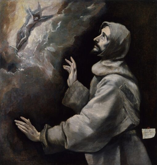 Saint François recevant les stigmates (vers 1585-1590) par El Greco – Reproduction d'une peinture à l'huile réalisée à la main | Art sur toile du village de Dafen