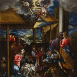 Handmade oil painting reproduction of The Adoration of the Shepherds by El Greco (ca. 1576–1577), hand-painted in Dafen Oil Painting Village.