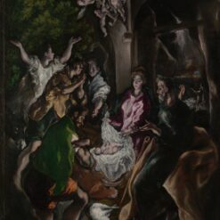 Handmade oil painting reproduction of The Adoration of the Shepherds by El Greco (ca. 1605–1610), hand-painted in Dafen Oil Painting Village.