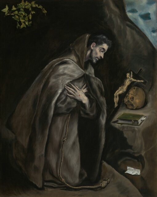 Saint Francis Kneeling in Meditation (1595–1600) by El Greco – Hand-Painted Oil Painting Reproduction | Dafen Village Canvas Art