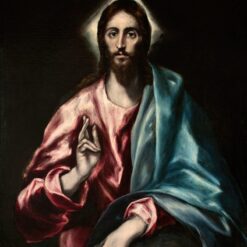 Handmade oil painting reproduction of Christ as Saviour by El Greco (1610–1614), hand-painted in Dafen Oil Painting Village.