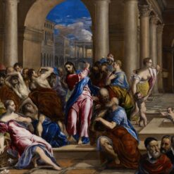 Handmade oil painting reproduction of Christ Driving the Money Changers from the Temple by El Greco (ca. 1570), hand-painted in Dafen Oil Painting Village.