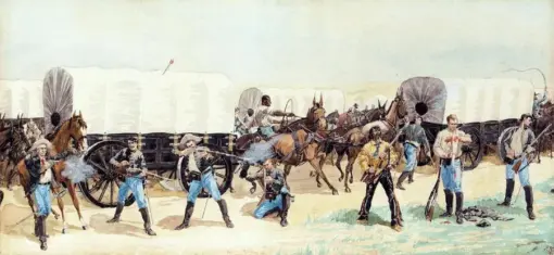 Frederic Remington Attack On The Supply Train Hand-Painted Oil Painting Reproduction by Dafen Village Studio