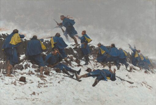 Frederic Remington Through the Smoke Sprang the Daring Soldier Hand-Painted Oil Painting Reproduction by Dafen Village Studio