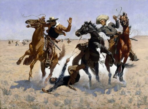 Frederic Remington Aiding a Comrade (1889–1890) Hand-Painted Oil Painting Reproduction by Dafen Village Studio