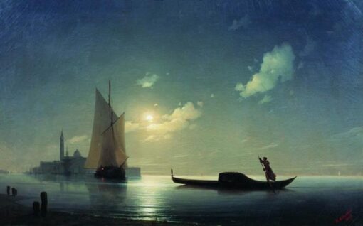 Hand-Painted “Gondolier at Sea by Night” (1843) Oil Painting Reproduction – Ivan Aivazovsky Seascape | Dafen Studio Fine Art