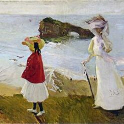 Hand-painted oil painting reproduction of Joaquín Sorolla Lighthouse Walk at Biarritz by Dafen studio