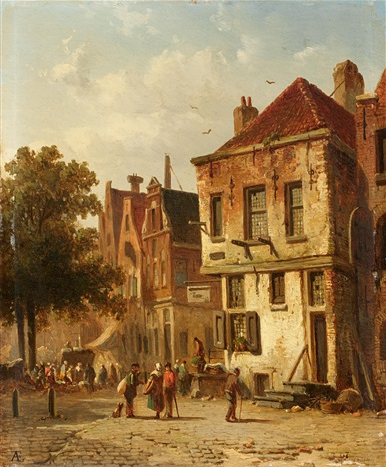 Hand-Painted Oil Painting Replica: Dutch Street Scene by Adrianus Eversen (Dafen Artist Studio)