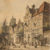 Hand-Painted Oil Painting Replica: Dutch Street Scene (1857) by Adrianus Eversen (Dafen Artist Studio) 2 Hand painted oil painting replica of Dutch Street Scene 1857 by Adrianus Eversen, 19th century Dutch architecture canvas art by Dafen Studio artists