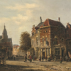 Hand-Painted Oil Painting Replica: Dutch Street Scene (Attributed to Adrianus Eversen) - Dafen Artist Studio 1 Hand painted oil painting replica of Dutch street scene attributed to Adrianus Eversen, 19th century Dutch townscape canvas art by Dafen Studio artists