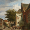 Hand-Painted Oil Painting Replica: View of the Westerkerk in Enkhuizen by Adrianus Eversen (Dafen Artist Studio) 2 Hand painted oil painting replica of View of the Westerkerk in Enkhuizen by Adrianus Eversen, 19th century Dutch church architecture canvas art by Dafen Studio artists