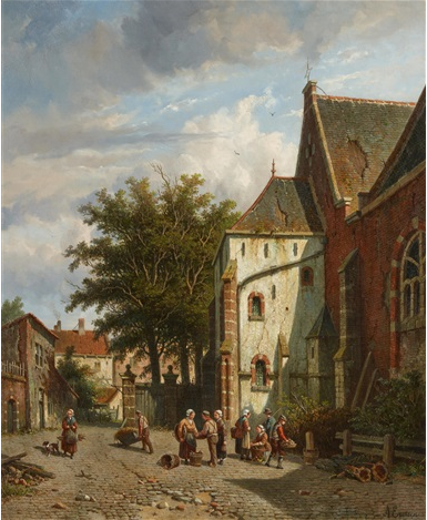 Hand-Painted Oil Painting Replica: View of the Westerkerk in Enkhuizen by Adrianus Eversen (Dafen Artist Studio)