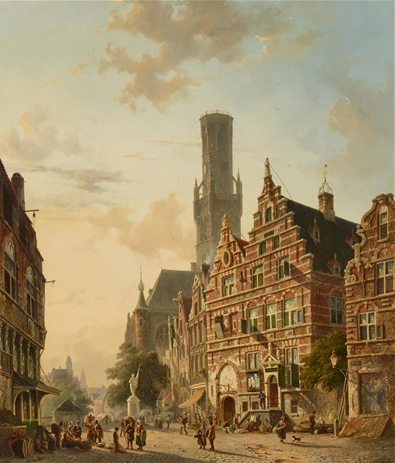 Hand-Painted Oil Painting Replica: The Belfry of Bruges (1853) by Adrianus Eversen (Dafen Artist Studio)