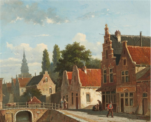 Hand-Painted Oil Painting Replica: Canal View (1863) by Adrianus Eversen (Dafen Artist Studio)