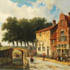 Hand-Painted Oil Painting Replica: Vegetable Merchant in a Dutch Village (Marchand de légumes) by Adrianus Eversen (Dafen Artist Studio) 1 Hand painted oil painting replica of Marchand de legumes dans village hollandais vegetable seller in a Dutch village by Adrianus Eversen, 19th century Dutch market streetscape canvas art by Dafen Studio artists