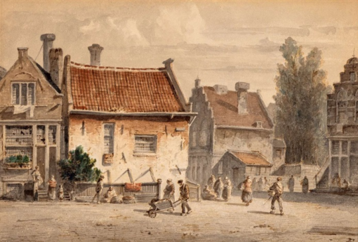 Hand-Painted Oil Painting Replica: Daily Activities on a Sunny Square by Adrianus Eversen (Dafen Artist Studio)