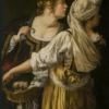 Hand-Painted Oil Painting - Judith and her Maidservant (In the Style of Artemisia Gentileschi) | Dafen Studio Collection 1 100% hand-painted oil reproduction of Artemisia Gentileschi Judith and her Maidservant 1613-1614 Tenebrism painting