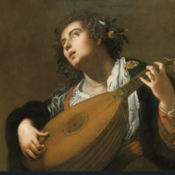 100% hand-painted oil reproduction of Artemisia Gentileschi Woman Playing a Lute 1628-1629 Baroque painting