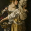 Hand-Painted Oil Painting - Judith and her Maidservant (In the Style of Artemisia Gentileschi) | Dafen Studio Collection 2 100% hand-painted oil reproduction of Artemisia Gentileschi Judith and her Maidservant 1613-1614 Tenebrism painting