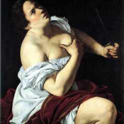 100% hand-painted oil reproduction of Artemisia Gentileschi Lucretia 1620 Tenebrism history painting