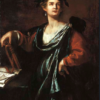 Hand-Painted Oil Painting - Clio, the Muse of History (In the Style of Artemisia Gentileschi) | Dafen Studio Collectio 1 100% hand-painted oil reproduction of Artemisia Gentileschi Clio the Muse of History 1632 Baroque mythological painting
