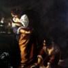 Hand-Painted Oil Painting - Judith and Her Maidservant with the Head of Holofernes Tapestry (In the Style of Artemisia Gentileschi) | Dafen Studio Collectio 1 100% hand-painted oil reproduction of Artemisia Gentileschi Judith and Her Maidservant with the Head of Holofernes Tapestry 1645-1650 Baroque painting