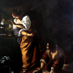 100% hand-painted oil reproduction of Artemisia Gentileschi Judith and Her Maidservant with the Head of Holofernes Tapestry 1645-1650 Baroque painting