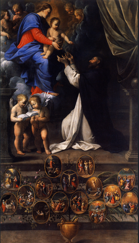 Hand-Painted Rosary Madonna Oil Painting Reproduction by Guido Reni – Fine Art Canvas Replica