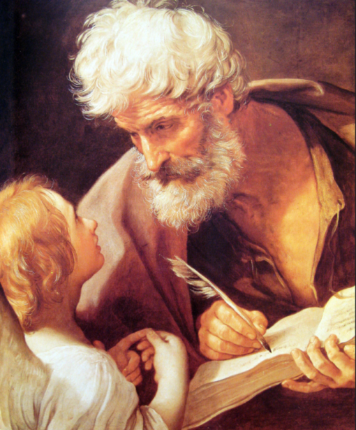 Hand-Painted Evangelist St. Matthew and the Angel Oil Painting Reproduction by Guido Reni – Fine Art Canvas Replica