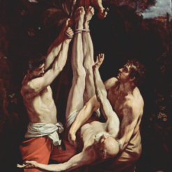Hand-painted oil painting reproduction of Guido Reni's Baroque masterpiece Crucifixion of St. Peter