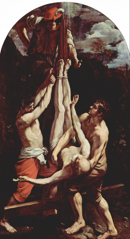 Hand-Painted Baroque Masterpiece Replica: Crucifixion of St. Peter by Guido Reni – Fine Oil Painting