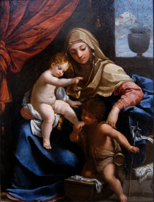 Hand-Painted Baroque Masterpiece Replica: Madonna with Child and St. John the Baptist by Guido Reni – Fine Oil Painting