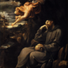 Hand-Painted Baroque Masterpiece Replica: Saint Francis Accompanied by an Angel Musician by Guido Reni – Fine Oil Painting 1 Hand-painted oil painting reproduction of Guido Reni's Baroque masterpiece Saint Francis with an Angel Musician