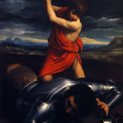 Hand-painted oil painting reproduction of David and Goliath by Italian Baroque artist Guido Reni, crafted in Dafen Oil Painting Village studio