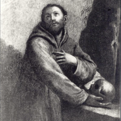 Hand-painted oil painting reproduction of St. Francis by Italian Baroque master Guido Reni, crafted in Dafen Oil Painting Village studio