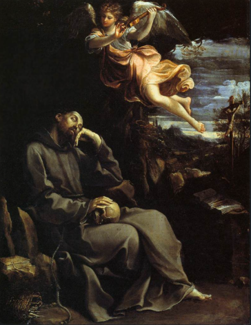 Hand-Painted Oil Painting Reproduction – St. Francis Consoled by Angelic Music by Guido Reni | Dafen Studio Fine Art