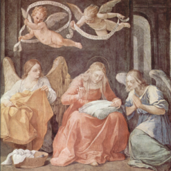 Hand-painted oil painting reproduction of Mary and Angels by Italian Baroque artist Guido Reni, crafted in Dafen Oil Painting Village studio