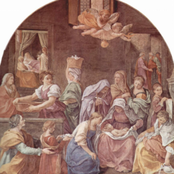Hand-painted oil painting reproduction of Mary's Birth by Italian Baroque painter Guido Reni, crafted in Dafen Oil Painting Village studio