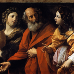 Hand-painted oil painting reproduction of Lot and His Daughters Fleeing Sodom by Italian Baroque master Guido Reni, crafted in Dafen Oil Painting Village studio