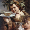 Hand-painted oil painting reproduction of The Boy Bacchus by Italian Baroque master Guido Reni, crafted in Dafen Oil Painting Village studio