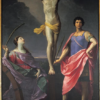 Hand-Painted Oil Painting Reproduction - Jesus Christ Crucified between St. Catherine and St. Julius by Guido Reni | Dafen Studio Fine Art 2 Hand-painted oil painting reproduction of Jesus Christ Crucified between St. Catherine of Alexandria and St. Julius by Italian Baroque master Guido Reni, crafted in Dafen Oil Painting Village studio