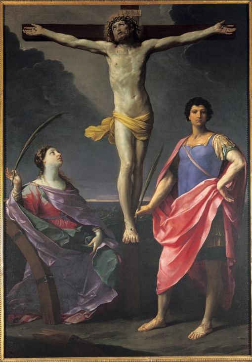 Hand-Painted Oil Painting Reproduction – Jesus Christ Crucified between St. Catherine and St. Julius by Guido Reni | Dafen Studio Fine Art