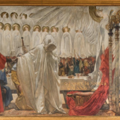 Handmade oil painting reproduction of The Arthurian Round Table and the fable of the Seat Perilous by Edwin Austin Abbey, hand-painted in Dafen Oil Painting Village.