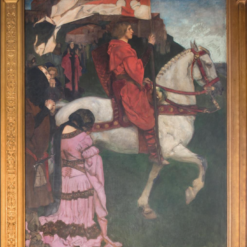 Handmade oil painting reproduction of Sir Galahad passes from the land by Edwin Austin Abbey (c.1901), hand-painted in Dafen Oil Painting Village.