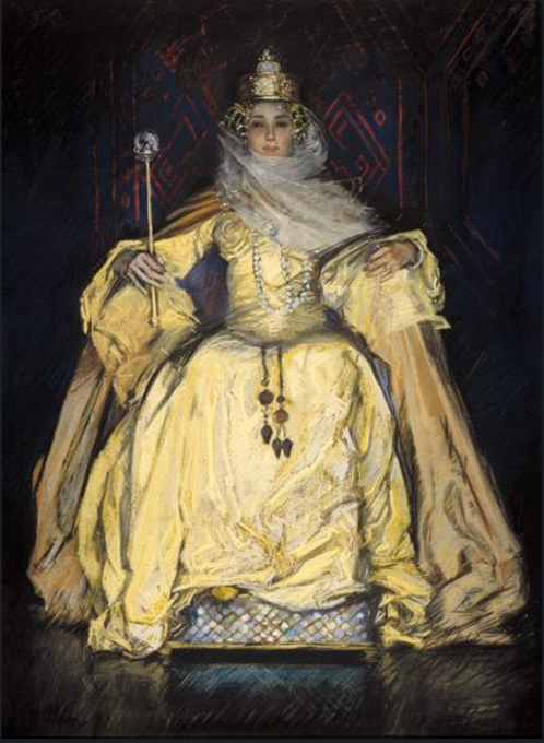 Untitled (Romantic Portrait) by Edwin Austin Abbey – Hand-Painted Oil Painting Reproduction | Dafen Village Canvas Art